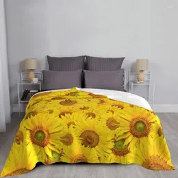 Cobertores Clago de impressão de girassol amarelo portátil quente para cama cama ao ar livre