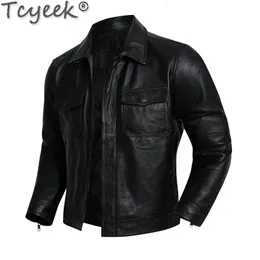 Top Short Layer Cowhide Jackets Man Fall Slim Genuine Leather Motorcycle Jacket Men Clothing S-6XL Trendy Special Offer 231228