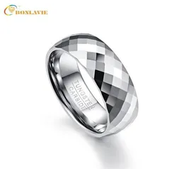 Anéis de casamento BONLAVIE Anel masculino de alto polimento de carboneto de tungstênio multifacetado Men039s joias promessa banda anillos para hombres3584808