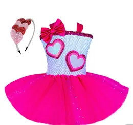 Valentijnsdag Meisjes liefde hart kant tule tutu jurken kids Bows jarretel prinses jurk kinderen verjaardagsfeestje kleding Z6378