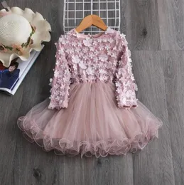 Robes de fille automne filles robe pétales de fleurs fée princesse à manches longues petit décontracté enfants fête vêtements vêtements6601528