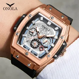 cwp ONOLA Marke Luxus klassische Quarzuhr 2021 Lumious Tonneau Square große Armbanduhr Business Casual Designer für Mann304f