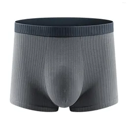 Boxer en coton pour hommes, sous-vêtement doux, élastique, taille moyenne, couleur unie, culotte respirante, confortable, sans trace, convexe en U