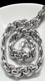 Ny Mellanöstern Style Silver Pure 316L Rostfritt stål Silver Oval Rope Chain Link Halsband i män smycken 9mm 200398319649