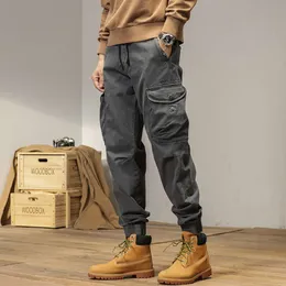 2023 outono/inverno marca de moda retro casual multi bolso calças carga resistente ao ar livre algodão homem calças