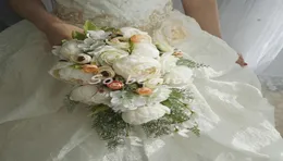 Rose Pfingstrose Brautkaskadenstrauß Hochzeitssträuße Braut Mädchen Blumen Home Party Dekoration Gefälschte Tischblume Weiß Rosa2616670