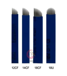 018mm Blue Flex Microblading Eyebrow Needles Manual Tattoo Pen Needles Blade With 12 14 18 18U Pins For 3D Eyebrow Brodery7686074