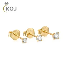 KOJ Pendientes de tuerca con piedras preciosas de 2 mm y 25 mm para mujer, minipiercing antialérgico de plata de ley 925, joyería 231225