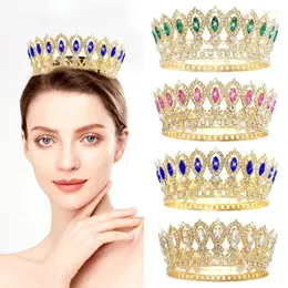 Hair Clips Factory Selling Full Round Pageant Crowns Coronas Y Tiaras Blonde Princess Royal Bride Large