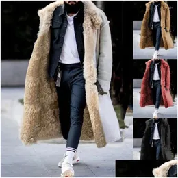 Men'S Trench Coats Mens Jacktes Winter Windbreaker Solid Color Imitation Fur Coat Thick Casual Fashion Jacket Drop Delivery Apparel Dhnck