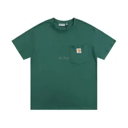 Carhart Shirt Дизайнерская футболка высшего качества Классическая маленькая этикетка с карманом и короткими рукавами Свободная и универсальная для мужчин и женщин Парная рубашка Carhartts 381
