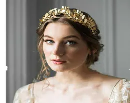 Acessórios de cabelo Europeu Deusa Grega Headband Metálico Folhas de Ouro Ramo Coroa Banda Casamento Tiara7708559