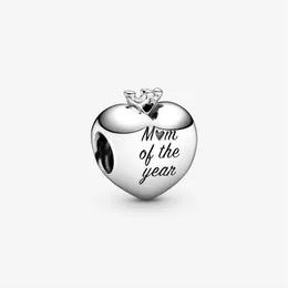 Nuovo arrivo 100% 925 Sterling Silver Mom of the Year Charm Heart Fit Original Charm European Bracciale Fashion Accessori 266M