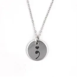 New Arrival Stainless Steel Necklace Semicolon Necklace Depression Awareness Pendant Necklace Warrior Mental Health Suicide Jewelr344o