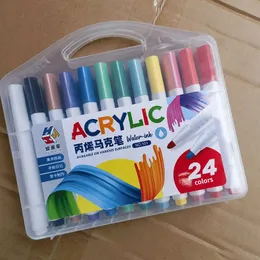 12/24/36/48 couleurs marqueurs de peinture acrylique croquis marqueur stylo peinture à la main pour céramique verre étudiant cadeau 231227