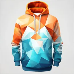 Hoodies masculinos primavera e outono azul geométrico mais recente 3d moletom jovem solto casual roupas esportivas casaco roupas de rua