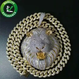 Eced Out Lion Anhänger Hip Hop Icebox Schmuck Männer Designer Halskette 18K Gold plattiert kubanische Verbindung Kette Rapper Diamant Kubikzirkonia 333c