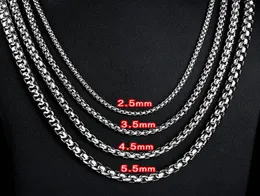 Colar de aço inoxidável 2,5 mm-5,5 mm Rolo Twist Chain Link para homens e mulheres 45 cm-75 cm de comprimento com bolsa de veludo 9406209