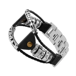 Watch pasms skórzany ręcznie robiony pasek ze stali nierdzewnej do galaxy 46 mm SM-R8050 Strażnik zastępczy paski bransoletki Bracelet Band2151
