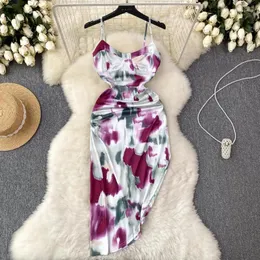 Sıradan Elbiseler Foamlina Seksi Spagetti Strap Düzensiz Parti Elbise Kadınlar Moda V Moda V Boyun Kolsuz Backless Bodycon Yaz