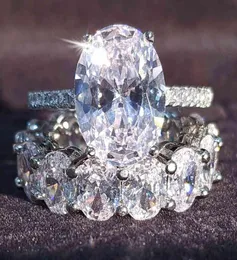 Anello nuziale ovale in vero argento sterling 925 per le donne, fascia di fidanzamento, eternità, gioielli con dito grosso, regalo per signora intera R53498601164
