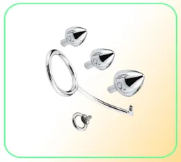 Anal gancho butt plugs Set 5pcs em um metal ganchos de aço inoxidável atraso duplo usa expansão masturbação bloqueio ring1213231