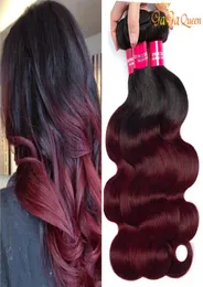 Gagaqueen Brazilian Ombre 1B 99J Body Wave Hair 3 Bundles Burgundy Hair Extensions 1B 99J Human Hair Weave6320124