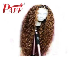 PAFF Ombre Curly Lace Front Echthaarperücken Brasilianische 360 Lace Frontal Perücke PrePlucked Bleached Knots Baby Hair1876066