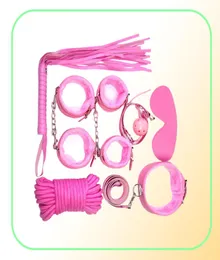 Couro Bondage Restraint Fetiche Chicote Corda Venda Algemas De Pulso Colarinho Boca Gag Bondages kit 7 PcsSet produtos adultos brinquedos sexuais1572286