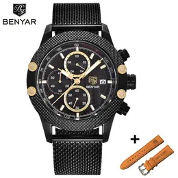 Benyar Montre Homme Set zegarki marki Relij Hombre Men Sport Chronograph Fashion Waterproof Quartz Watch Men Relogio Masculino2096