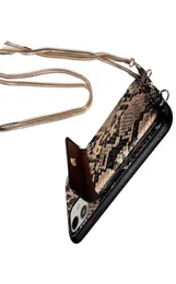 iPhone 13 12 11 Pro XR XS Max X 8 7 Plus Luxury Strap Soft Silicone Lanyard Cover8002105 용 Snakeskin Pattern Card Holder Phone CASE CASE CASE CASE