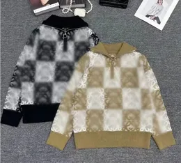 23 Yüksek Kaliteli Lüks Sweaters Kadın Uzun Kollu Ekose Yarım Fermuar Kaşmir Kazak Tasarımcı Kazak Kadın Giyim