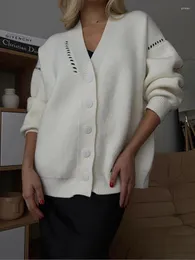 Maglieria da donna casual solido cardigan oversize per le donne allentato scollo a V monopetto maglione a maniche lunghe 2023 autunno pendolari femminili maglieria