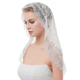 2019 White Black Véil Mantillas Chapel Vode Véu Muçulmano Cabeça Cobertiva de Renda Católica Véu Mantilla Welon Slubny X0726224S