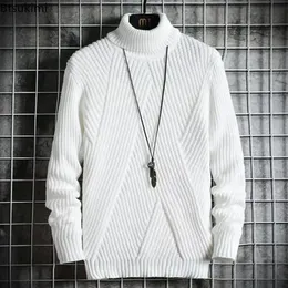 2024 Winter Men's Warm Neck Sweater Knitted Thick Drawing Casual Sweater High Neck Knitted Solid Color Men's Jumper 231228