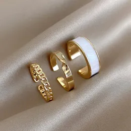 3pcs Definir cadeias de esmalte de cores douradas ABREENTE ABERTA DE ABELA ABERTA PARA MULHER GIRLA RINGS GOTHIC Party Wedding Korean Jewelry 2021203E