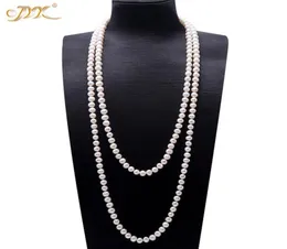 Jyx Pearl Sweater Halsband Långt runt Natural White 89mm Natural Freshwater Pearl Necklace Endless Charm Necklace 328 2011049857812