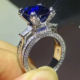 Choucong Marke einzigartiger Luxusschmuck 925 Sterling Silver Blue Sapphire Big CZ Diamond Party Eiffelturm Frauen Ehering269x