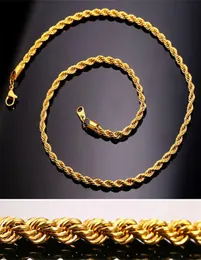 Cadenas de oro Moda Acero inoxidable Hip Hop Joyería Cadena de cuerda Collar para hombre 3195398