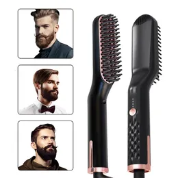 3 In 1 Beard Hair Straightening Brush Heated Comb Men Beard Multifunctional Straightener Ceramic Heat Comb Quick Hair Styler 231227