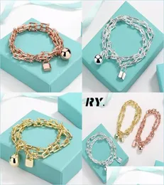 Braccialetti con ciondoli Braccialetti con ciondoli Love Ball Lock Doppio braccialetto Gioielleria raffinata per le donne Oro Sier Pseiras Famoso Drop Delivery 2022 8813366