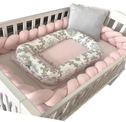 Bebê pára-choques cama trançado berço pára-choques para meninos meninas infantil berço protetor berço pára-choques tour de lit bebe tresse decoração do quarto q08285583556