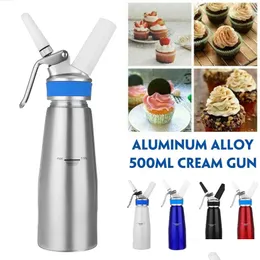 Crema di crema in alluminio da 500 ml Crema di schiuma fresca Caricabatterie in schiuma Dispirante montato Dispenser Whipper Cate che produce strumento di decorazione W96 Delivery Delivery DHVDR