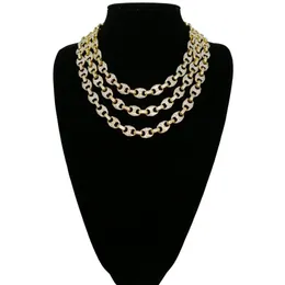 Hip Hop 12mm Gold Silver Color Plated Out Out Out Puff Marine Anchpr Chain Necklace bling Netlace for Men212o