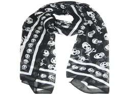 Black Chiffon Silk Feeling Skull Print Fashion Long Scarf Shawl Scaf Wrap For Women Keyring6219091