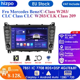 메르세데스 벤츠 C- 클래스 W203/CLC W203 CLK W209 멀티미디어 RDS 2DIN Autoradio 스테레오 비디오 용 4G-LTE CARPLAY Android 자동차 라디오 GPS