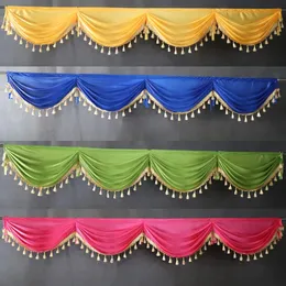 Event Party Valance Drape Panel Decoration Wedding Backdrop Curtain Swag Stage Background Drapery Table Skirt Ice Silk 231227