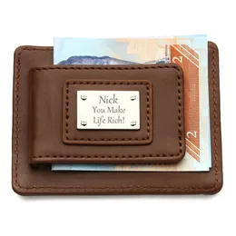 Personalized Genuine Leather Money Clip Wallet for Men Birthday Gifts Event Keepsake Party Favors Ideas