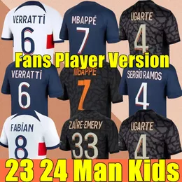 23 24 MBA PPE soccer jerseys 2023 O.DEMBELE MARQUINHOS VERRATTI KIMPEMBE Maillots de football shirt G.RAMOS M.ASENSIO LEE KANG IN KOLO MUANI kids kit uniforms