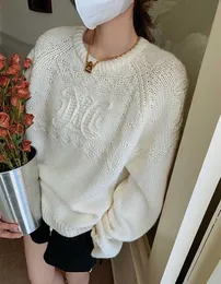 Damenpullover Herbstwinter Neuer handgemachter D-Hooked Triumphbogen-Pullover Ganzwolle gestrickter Lazy-Style-Pullover